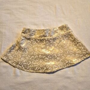 Betsey Johnson girls 3T gold Lurex Jacquard Skirt back zipper VGUC